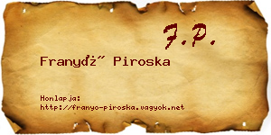 Franyó Piroska névjegykártya